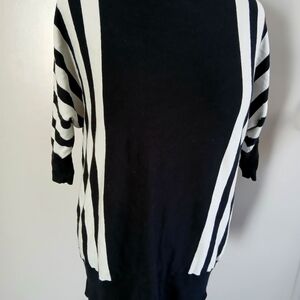 Carol Rose 3X black and white stripe sweater shirt